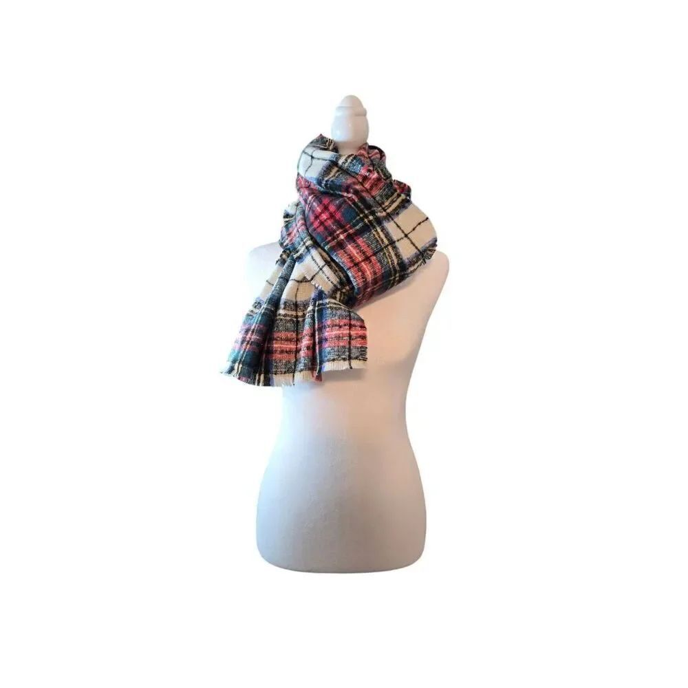 Old Navy Unisex Multicolored Plaid Polyester 72x25 Scarf